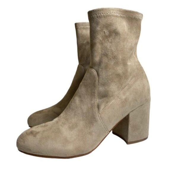 Marc Fisher NIB Ileesia Dark Natural Stretch Zipper Faux Suede Bootie Size 11M - Picture 1 of 11